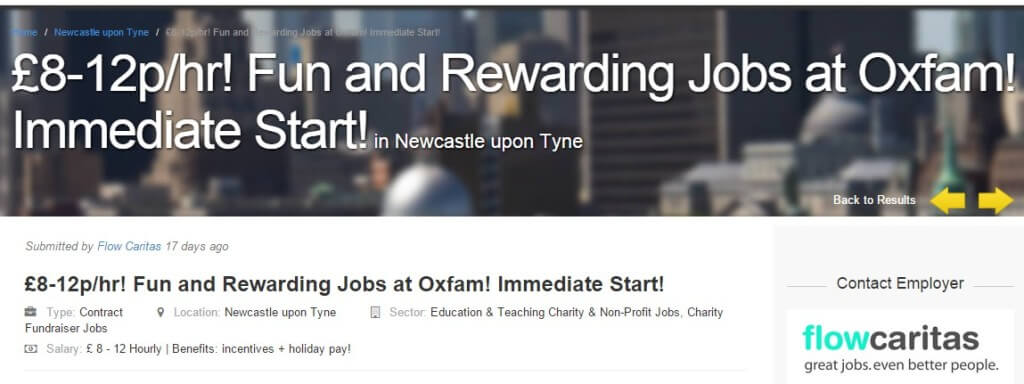 Oxfam Street Fundraiser Job